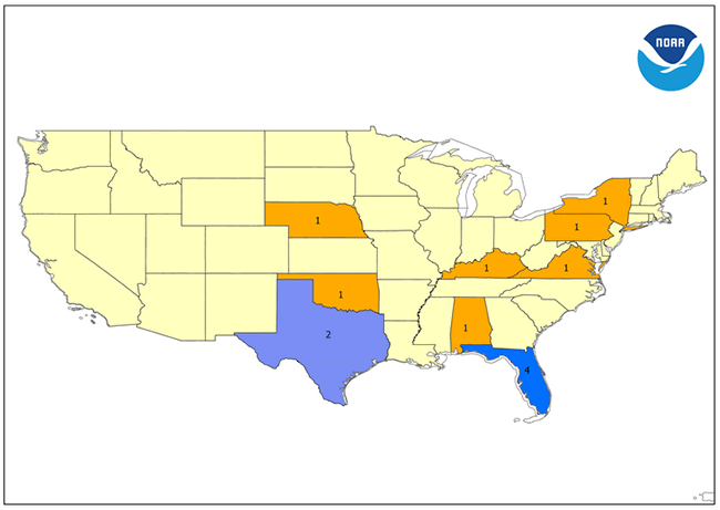 Lightning Fatalities By State, 2023