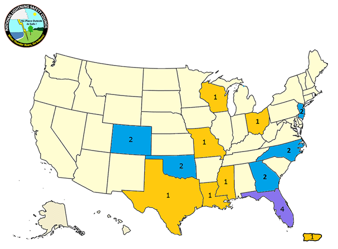Lightning Fatalities By State, 2025